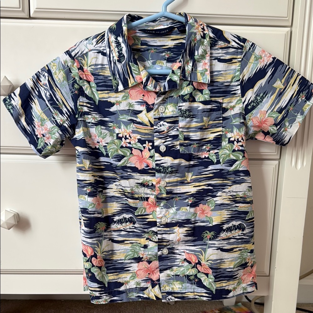 Janie and Jack Floral Hawaiian Short Sleeve Shirt. Toddler boys 4t.